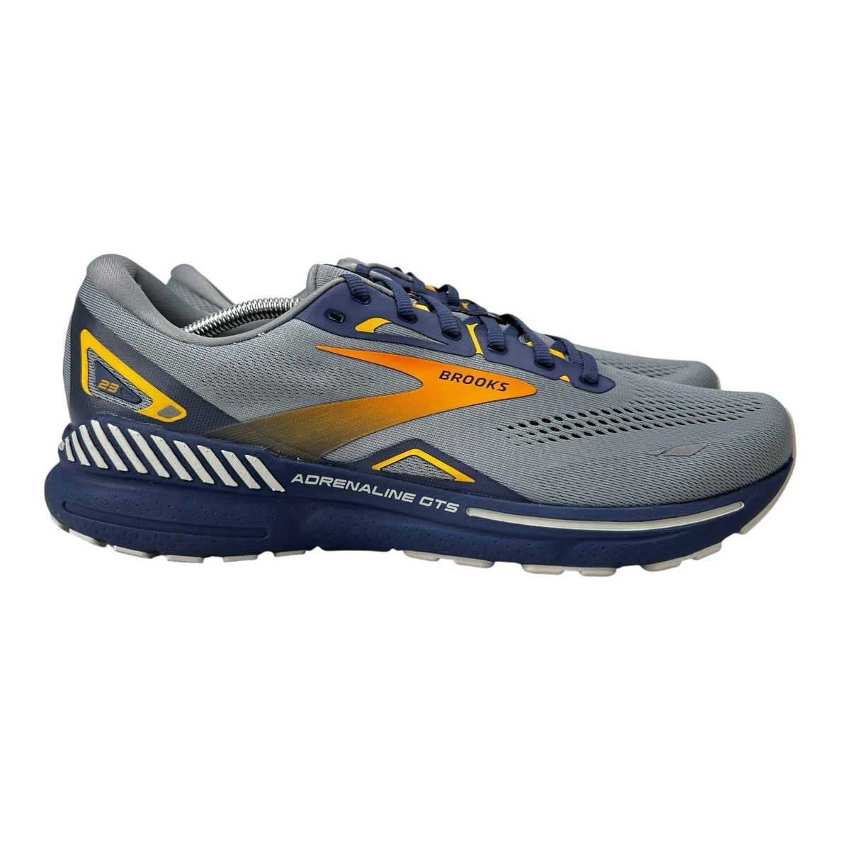Brooks Adrenaline GTS 23 Grey Crown Blue Orange Running Shoes