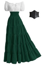 YEAXLUD Medieval Renaissance Dress for Women Victorian Costume 3XL