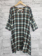 The Vermont Country Store Womens Large Flannel Plaid Embroidered Dress