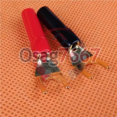 2pcs binding posts terminal audio cable fork spade plug connector new #iw