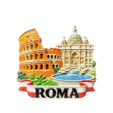 Italy Rome Roma Colosseum and Trevi Fountain ...
