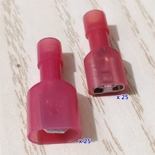 50pcs Insulated Spade Terminals Nylon Quick Disconnect 16-22AWG Wire Connectors