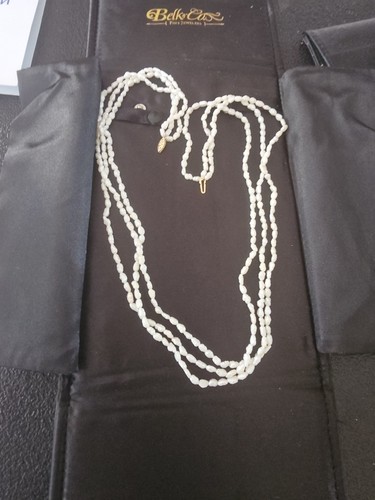 Vintage Three Strand Rice Pearl 14k.Yellow Gold Closure Necklace - Picture 4 of 9