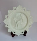 VTG. Westmoreland "Cupid and Psyche" 7” Milk Glass Plate w/Display Stand