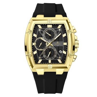 REWARD Men's Tonneau Multifunction Chronograph Luminous Calendar Quartz Watch