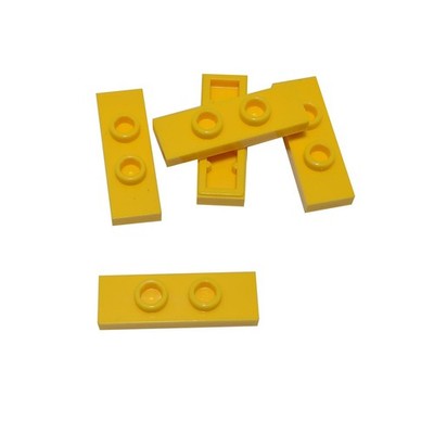 5 NEUE LEGO Plate, Modified 1 x 3 with 2 Studs (Double Jumper) Gelb
