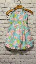 LILLY PULITZER CAROLINA BUBBLE DRESS SURF BLUE ALL DAHLED UP SIZE 8