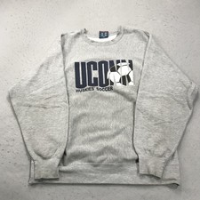 VINTAGE UConn Huskies Sweatshirt Mens Medium Weave Soccer Crewneck NCAA 90s