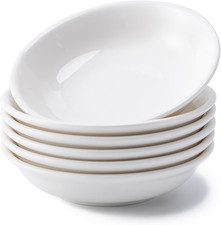 6 Pack Dip Bowls, 3 OZ Ceramic Soy Sauce Dish, White Dipping Sauce Bowls Small D