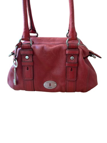 VTG Fossil Maddox Embossed Buttery Soft Leather Satchel Handbag Brick Red Purse, $34.99 - Photo 3