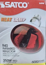 (12) Satco S4998 250 Watt R40 Red Heat Lamp Bulbs - CASE of 12