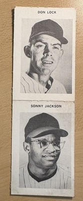 Sonny Jackson, Don Lock 1969 Milton Bradley Baseball Cards, Still Attached