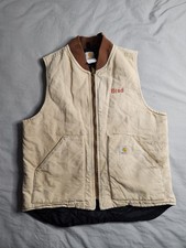 Vintage Carhartt Quilted Lined Canvas Vest Mens Sz Large Brown Workwear V01 BRN