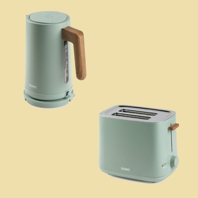 Domo Set Wood You - Wasserkocher DO9282WK 1,7 L + Toaster DO973T - mattgrün