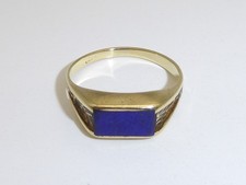 585 Gold Ring 14K Gelbgold 3 g Goldring Blau Lapis Lazuli RG 57 - 18,1 mm A46
