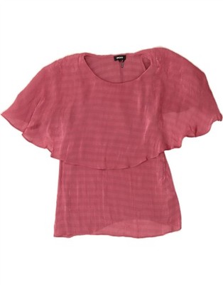 DKNY Damen Bluse Top UK 14 Medium Rosa Polyester JZ16