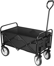 YSSOA Rolling Folding & Collapsible Garden Cart, Outdoor Black 