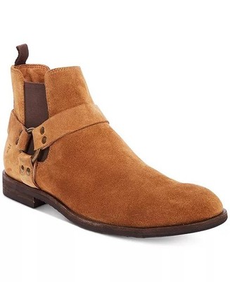 Frye Scott Chelsea Boots Mens Size 9.5 Ankle Harness Brown Suede Leather