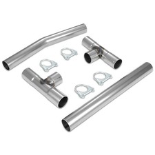 New 4Pcs 2.5"OD Mid-Steel Exhaust H-Pipe Balance Tube Kit With 4Pcs Clamp DIY