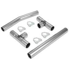 New 4Pcs 2.5"OD Mid-Steel Exhaust H-Pipe Balance Tube Kit With 4Pcs Clamp DIY