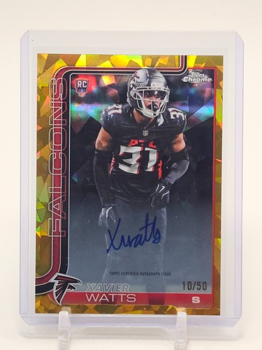 XAVIER WATTS 2025 TOPPS CHROME SAPPHIRE ROOKIE AUTO V GOLD /50 FALCONS Q6821
