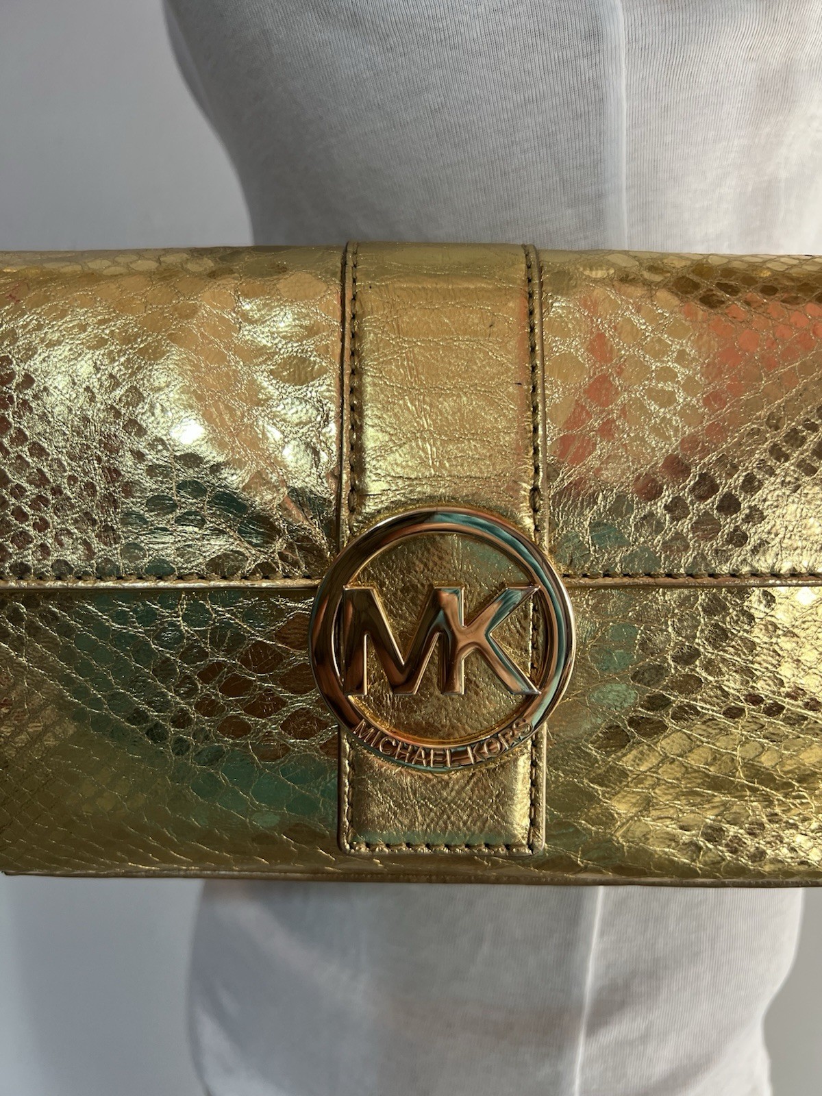 Michael Kors Gold Soft Python Leather Fulton Smal… - image 2