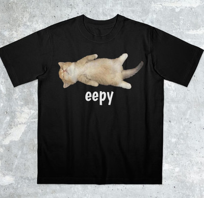 Eepy Cat, Silly Sleepy Cat Unhinged Sarcastic Humor Meme T-Shirt