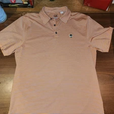 Mens Cutter & Buck size Large Strpied Golf Polo Shirt