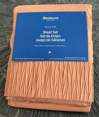 Bedsure King Size Sheet Set Dusty Orange Polyester Microfiber 4 Pieces New