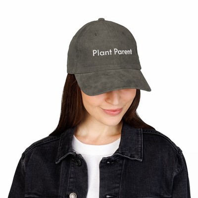 Plant Parent Embroidered Corduroy Olive Green Cap NEW 