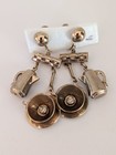 Vintage Coffee Pot & Cup Earrings Dangle Screw Backs With Rhinestones Kitschy  — photo 1