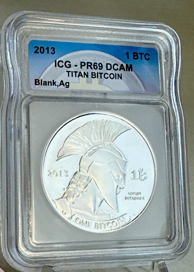 2013 Titan 1 Bit Coin 1oz Silver coin -ICG PR69- Redeemed Blank - Casascius  BTCC | eBay