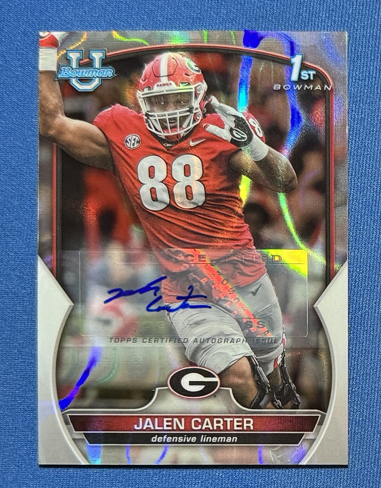2022 Bowman Chrome U Jalen Carter Lava Refractor Auto 30/199 Georgia Bulldogs 37