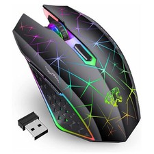 V7 Silent Wireless Gaming Mouse LED Rechargeable 7-Color Mouse for PC/Laptop