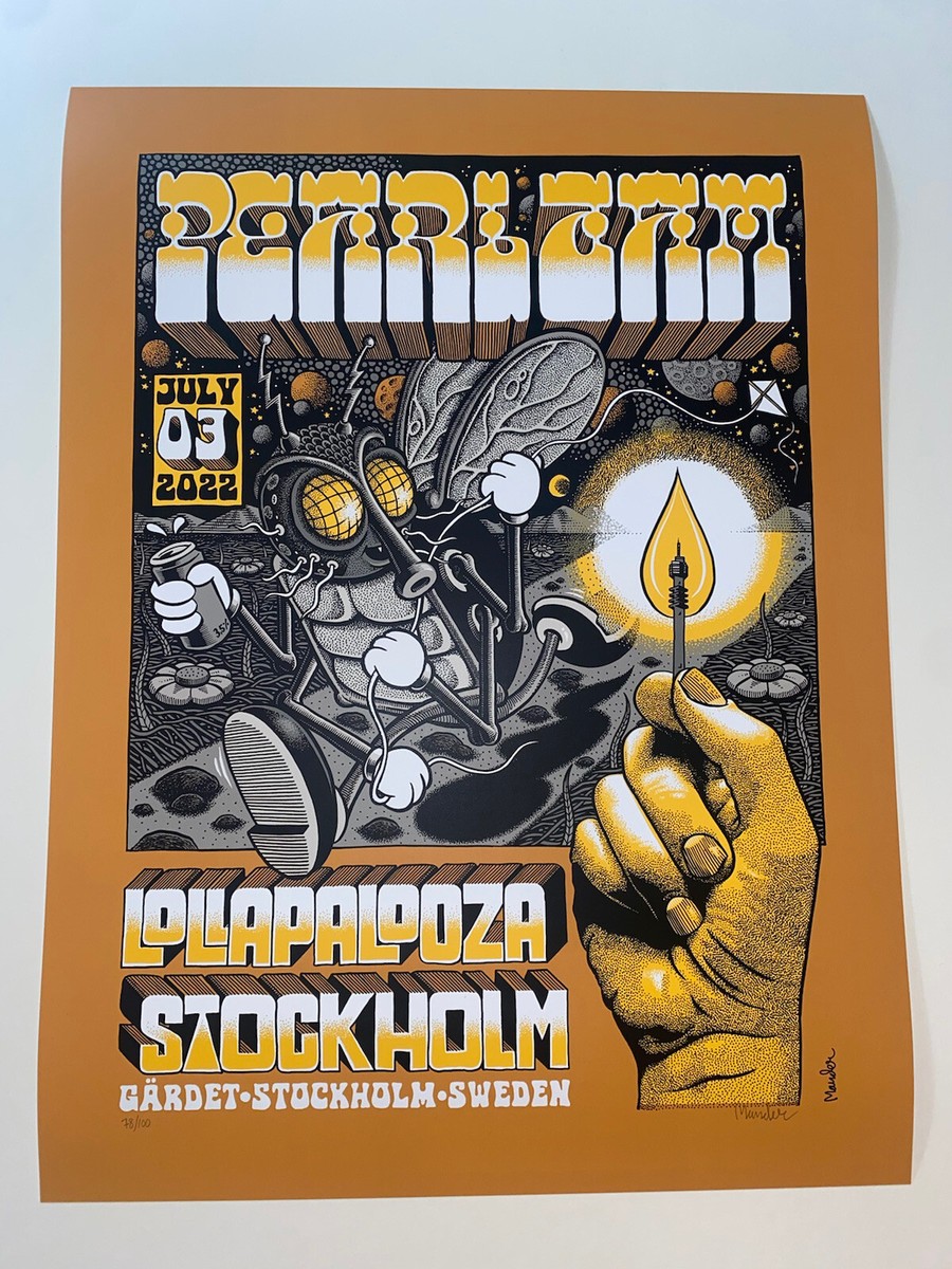 Pearl Jam Sweden Poster AP Lollapalooza 22 SIGNED & #d Print