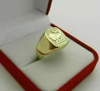14K Yellow Gold Plated Lion Signet Vintage Mens Special Pinky Wedding Party Ring