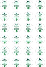 24x PRECUT MACMILLAN C CANCER SUPPORT/CHARITY RICE/WAFER PAPER CUP CAKE TOPPERS