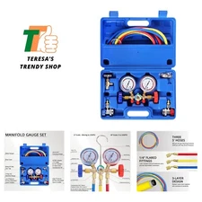 3 Way AC Manifold Diagnostic Gauge Refrigerant Charging Set for Air Condition...
