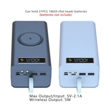 DIY Detachable 21x18650 Battery Case LCD Display Power Bank Shell Charger Box