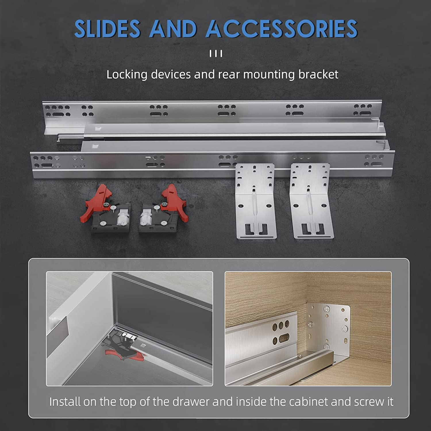 1 Pair Undermount Soft Close Drawer Slides 9 12 15 18 21 24 Inch 80 Lb Load Capa