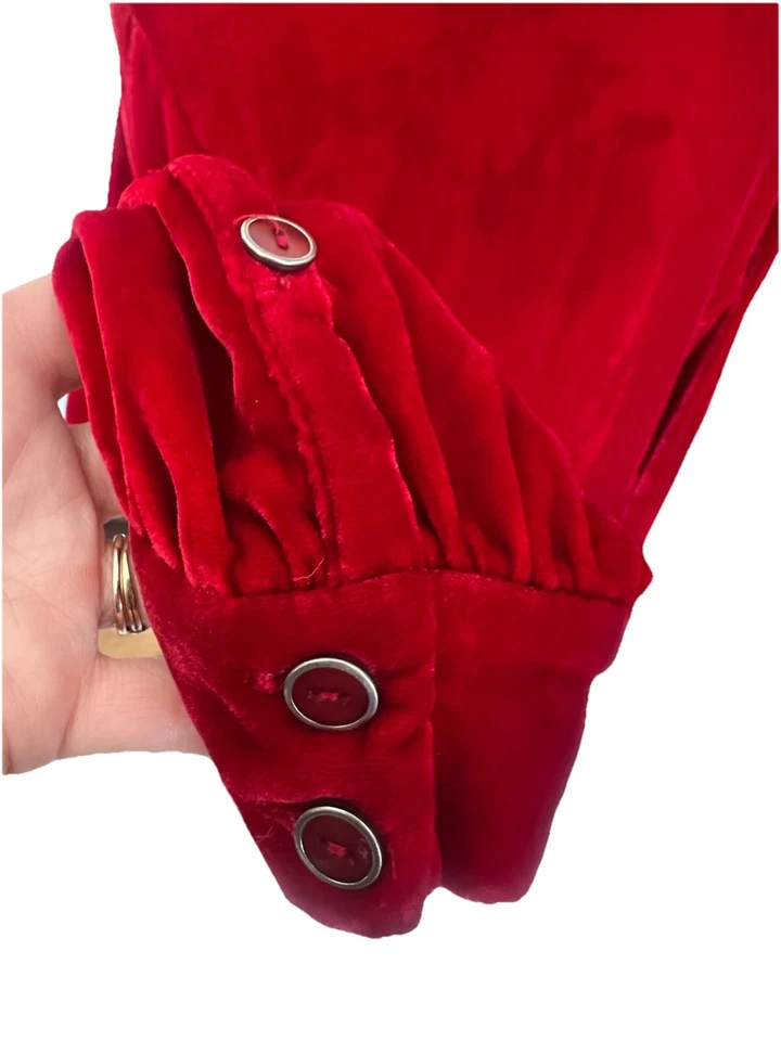 Coldwater Creek красный бархат гофрированный задний верх - романтичный M - Изображение 4 из 4