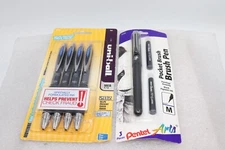 Pentel Arts Portable Pocket Brush Pen,  Med. Point & Uni-ball # 207 4 Pk. Pens