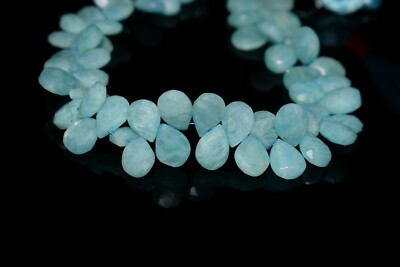 A++ Natural Blue Larimar Faceted Pear Heart Briolette Shape Gemstone Beads 10Pcs