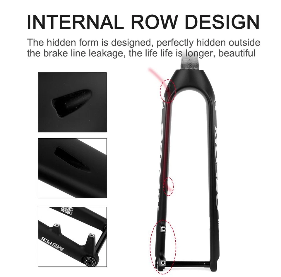 Horquilla rígida de fibra de carbono Boost MTB 27,5 29er horquillas de bicicleta eje pasante 110x15 mm Foto 2 de 4