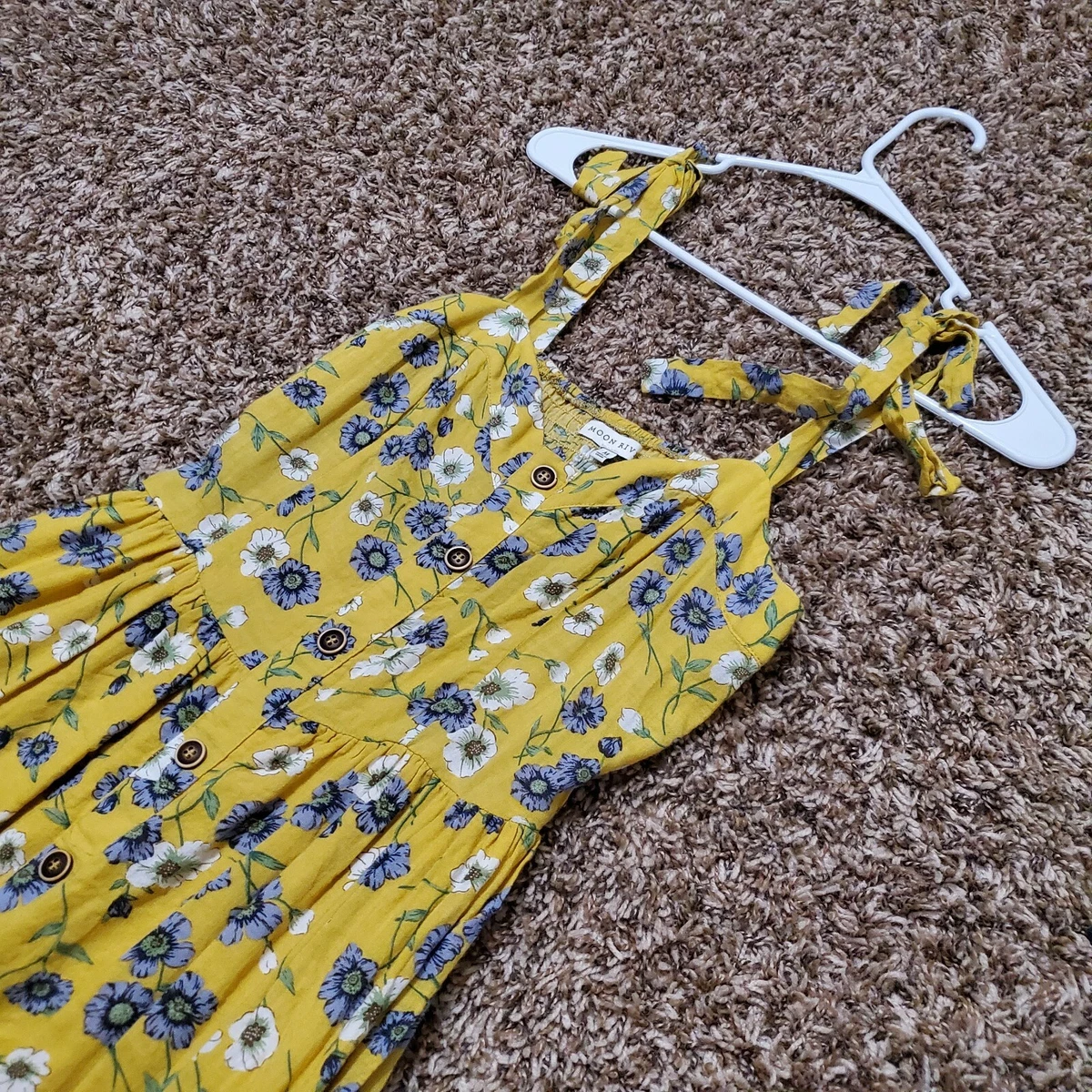 Moon River Nordstrom Women s Yellow Floral Dress Size M eBay
