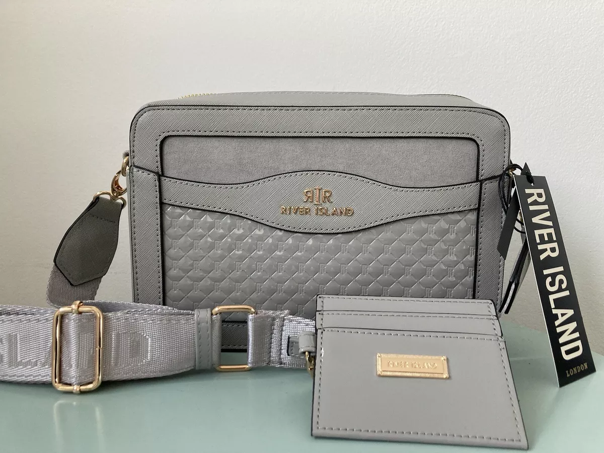 Grey RI monogram cross body bag