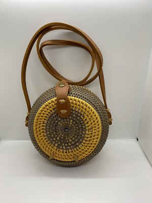 ROUND Wicker Straw Crossbody Shoulder Bag PURSE