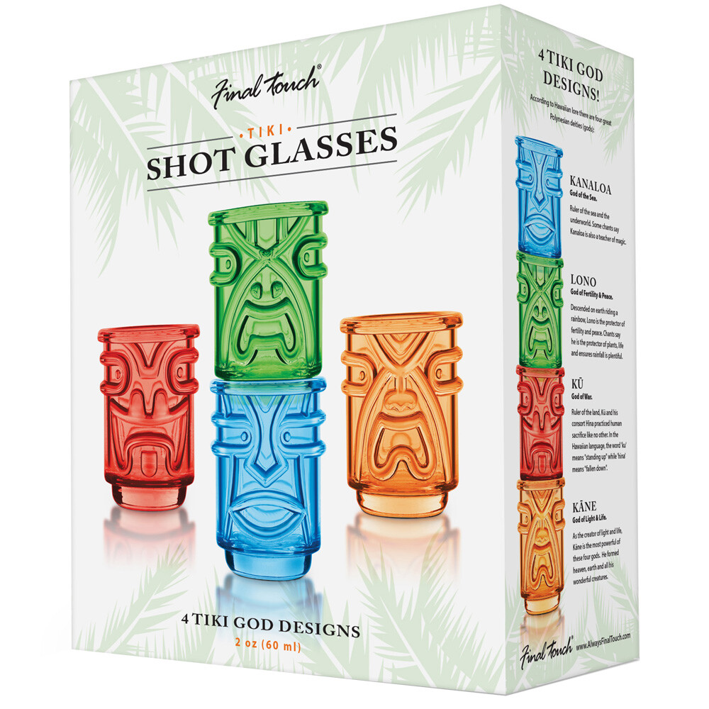 Final Touch Tiki Shot Glasses Coloured 4 Pack