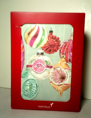 Papyrus Christmas Holiday Boxed Cards Tree Ornaments 14 Count Embossed HTF