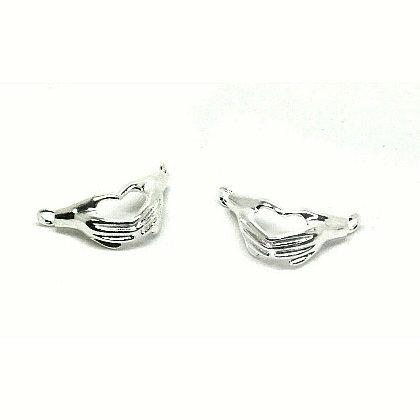 Heart In Hands Pendants Connectors Charms 21mm x 12mm Silver Plated Valentine